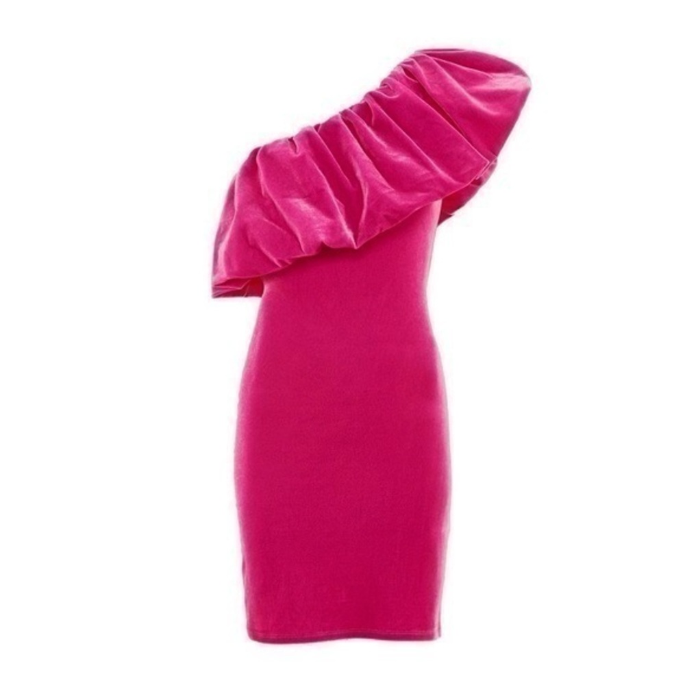 Primark x Paula Echevarría : Pink Velvet One Shoulder Dress | Size XS | NWT